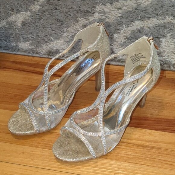 Silver Slipper gold 3inch heels - Picture 1 of 6